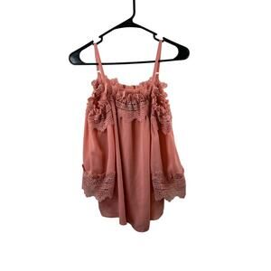 A. Byer Pink Cold Shoulder Women's Blouse Size Large